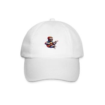 Cool Sloth Guitarist Band Design - Baseball Cap - white/white - Front