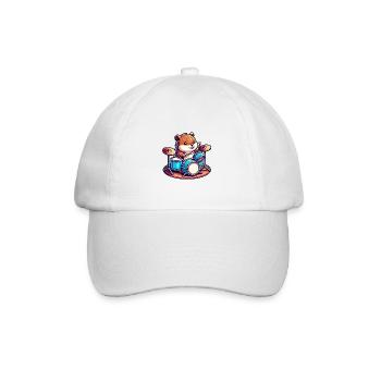 Cute Beaver Drummer Funny Design - Baseball Cap - white/white - Front