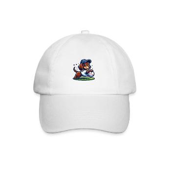 Niedlicher Dackel Baseballspieler Sport - Baseballkappe - Weiß/Weiß - Vorne