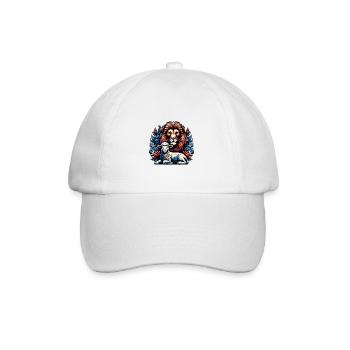 Löwe und Lamm Christliche Kleidung - Baseballkappe - Weiß/Weiß - Vorne