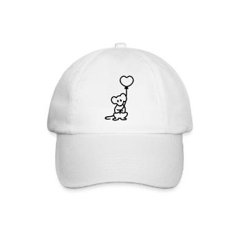 Maus + Ballon - Line - Baseballkappe - Weiß/Weiß - Vorne