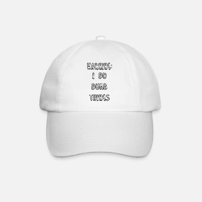 WARNING: I DO DUMB THINGS - Baseballkappe - Weiß/Weiß