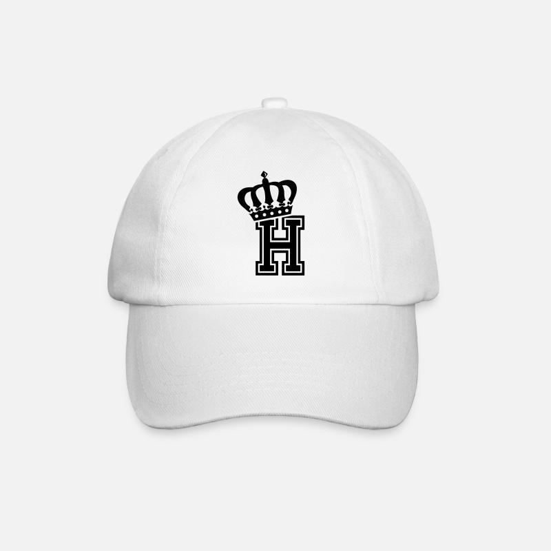 Buchstabe H - Baseballkappe - Weiß/Weiß