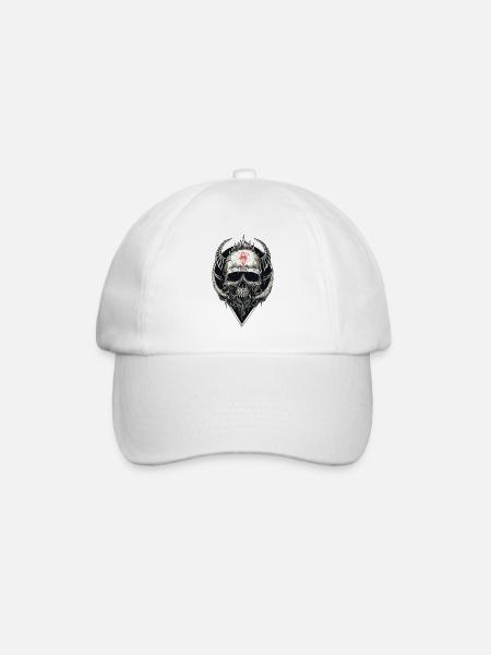 Skull with red symbol - Baseball Cap - white/white