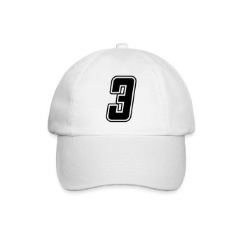 Number 3 - Baseball Cap - white/white - Front