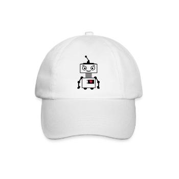 roboter_herz_2 - Baseballkappe - Weiß/Weiß - Vorne