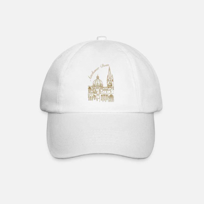 Aachener Dom Skyline, handgezeichnet - Baseballkappe - Weiß/Weiß