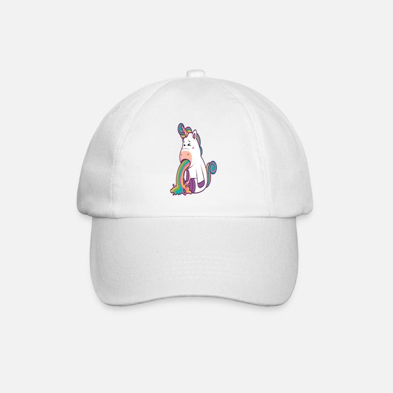 Regenbogen Kotze Einhorn Lustig Humor Geschenk - Baseballkappe - Weiß/Weiß