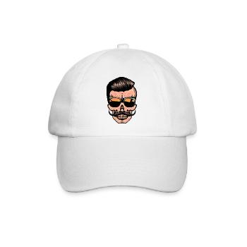mexikanischen hipster Totenkopf Schnauzbart - Baseballkappe - Weiß/Weiß - Vorne