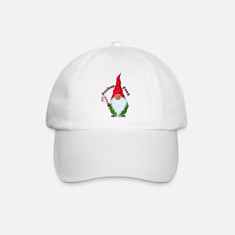 Wichtel mit Weihnachtsmütze - Baseballkappe - Weiß/Weiß