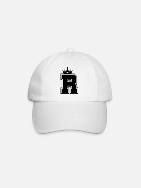 corona de la letra R - Gorra béisbol - blanco/blanco