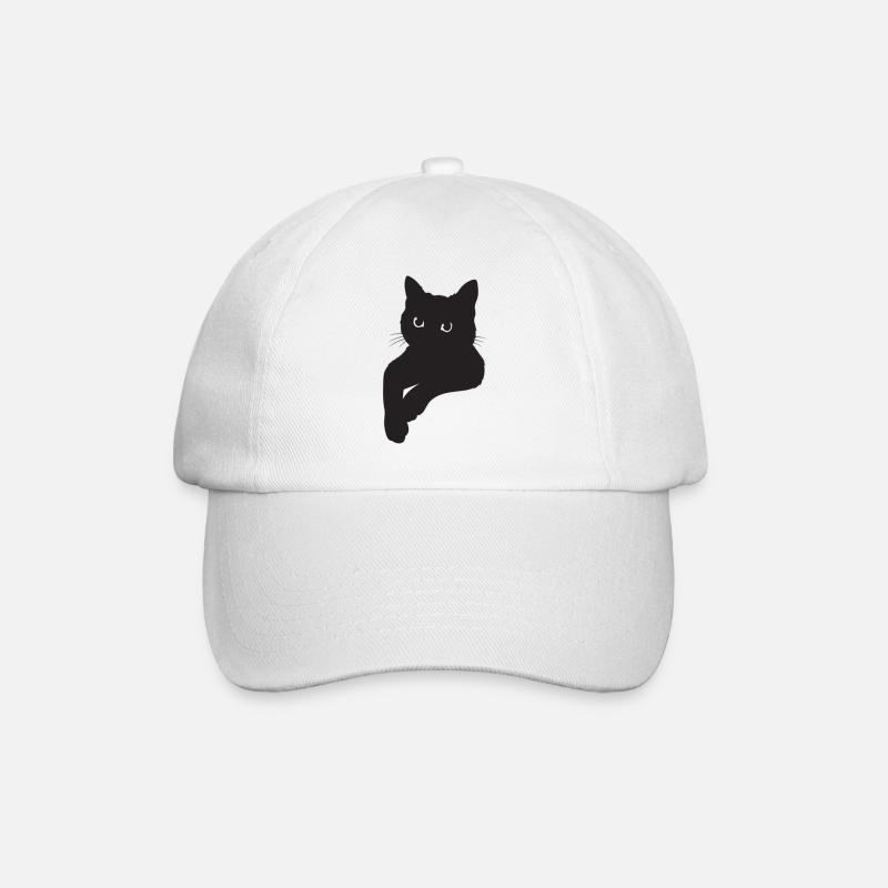 Schwarze Katze Pose - Baseballkappe - Weiß/Weiß