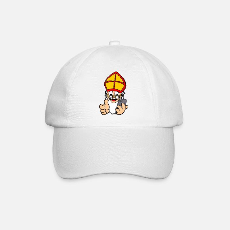 Sinterklaas mit Smartphone - Baseballkappe - Weiß/Weiß
