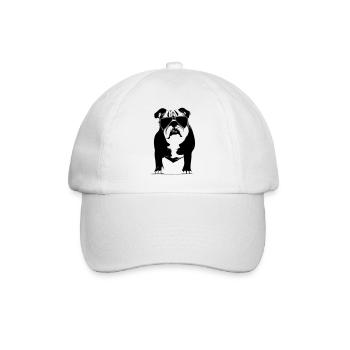 Bulldog dog dogs with sunglasses cool vector - Baseball Cap - white/white - Front