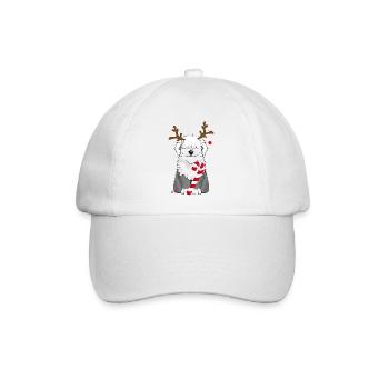 Chien bobtail avec canne à sucre et bois de renne - Casquette classique - blanc/blanc - Devant