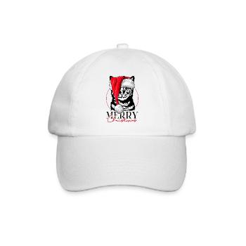 Santa CAT Merry Christmas funny cat Wilsigns - Baseball Cap - white/white - Front