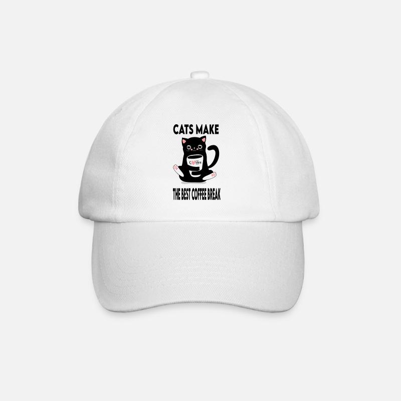 Cats make the best coffee break - Casquette classique - blanc/blanc