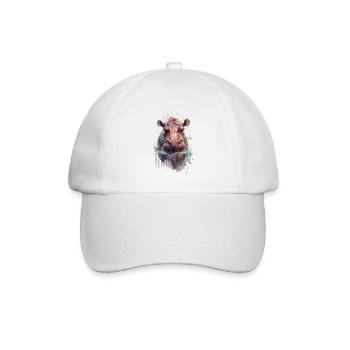 Nilpferd Flusspferd Hippo Auquarell - Baseball Cap - white/white - Front