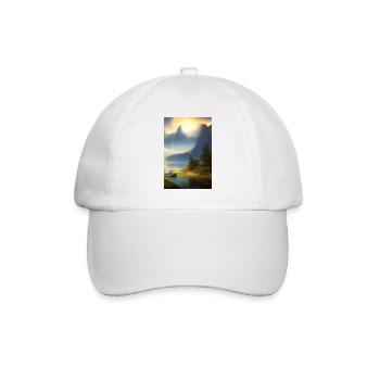 Landscape with lake, boat and mountains - Baseball Cap - white/white - Front