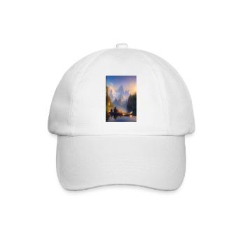Landscape with lake, boat and mountains - Baseball Cap - white/white - Front