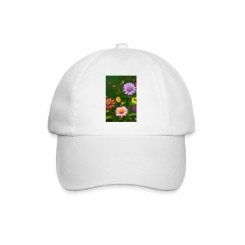 Blumen und Schmetterling - Baseballkappe - Weiß/Weiß - Vorne