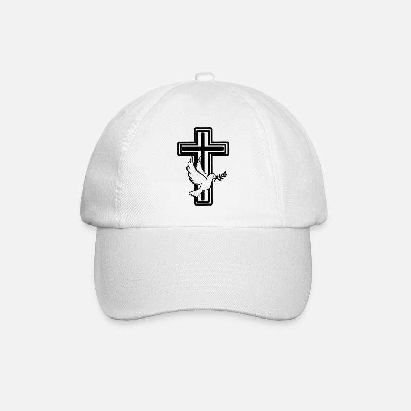 Kreuz mit Taube - Baseballkappe - Weiß/Weiß