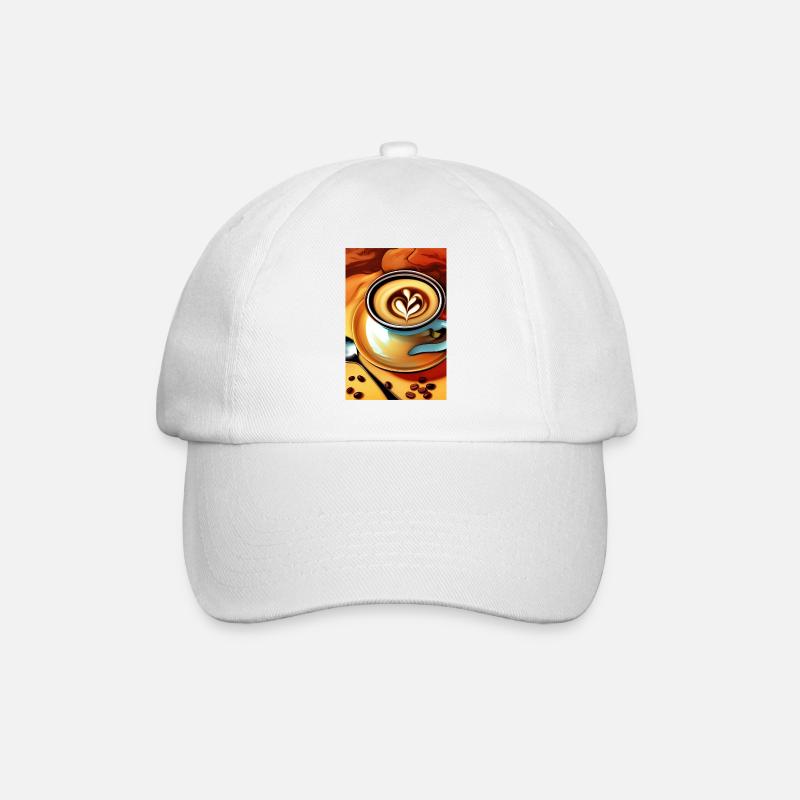 Kaffee, Kaffeebohnen - Baseballkappe - Weiß/Weiß