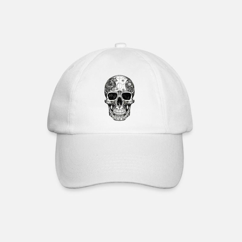 Gruseliger Machinen Totenkopf Schädel im Goth Stil - Baseballkappe - Weiß/Weiß