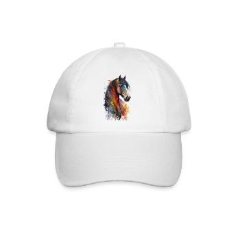 Multicolor Horse Lovers | Horse Design - Baseball Cap - white/white - Front