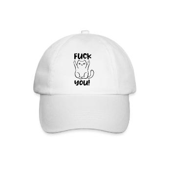 Fuck you - Katze - Mittelfinger - Baseballkappe - Weiß/Weiß - Vorne