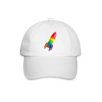 Eine bunte Rakete auf einer geneigten Flugbahn - Baseballkappe - Weiß/Weiß - Vorne