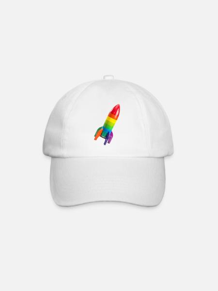 A colorful rocket on an inclined trajectory - Baseball Cap - white/white