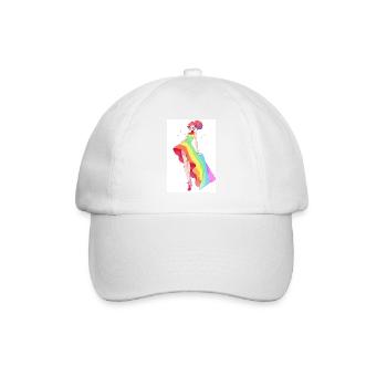 Rainbow Dreams: Cute Cartoon Anime Girl in LGTBQ+ - Baseball Cap - white/white - Front
