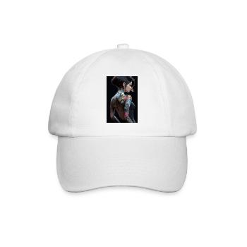 Enchanteresse d’encre: Beauté d’anime dans une robe noire - Casquette classique - blanc/blanc - Devant