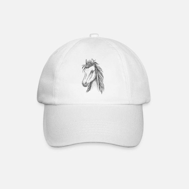 Pferde - Baseballkappe - Weiß/Weiß
