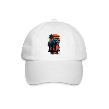 Elephant, street in Miami, bright colors, - Baseball Cap - white/white - Front