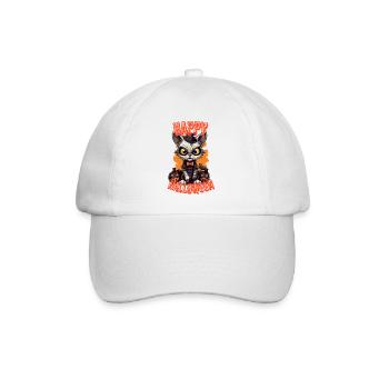 Spooky Cat Halloween Charm - Baseball Cap - white/white - Front