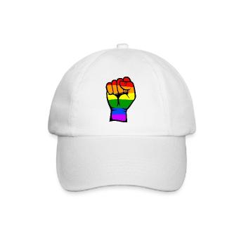 Rainbow Color Flag Hand Fist Symbol - Baseball Cap - white/white - Front