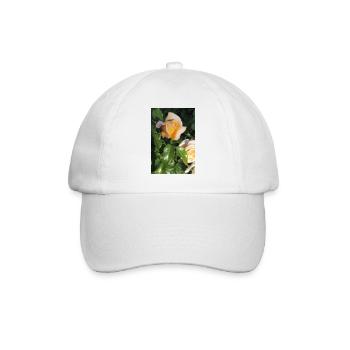 Delicate yellow-light orange rose bud - Baseball Cap - white/white - Front