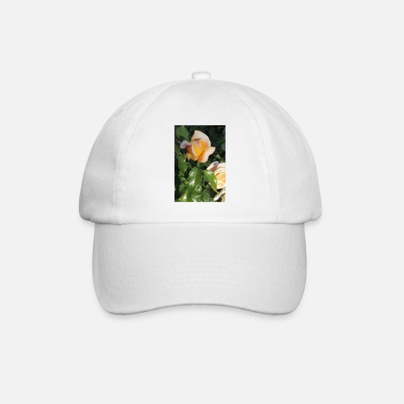 Delicate yellow-light orange rose bud - Baseball Cap - white/white