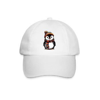 Penguin with wool cap and scarf - Baseball Cap - white/white - Front
