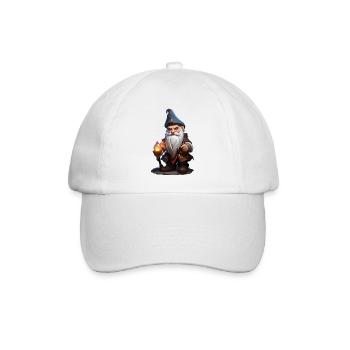 Dwarves Magician with Staff – Fantasy RPG Cartoon - Baseball Cap - white/white - Front