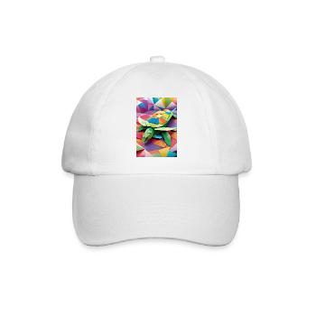 Rainbow Shell - Origami Turtle - Baseball Cap - white/white - Front
