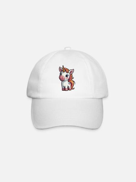 Unicornio de dibujos animados - Gorra béisbol - blanco/blanco