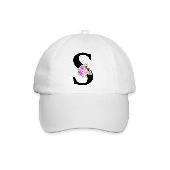 Purple Floral Letter S - Baseball Cap - white/white - Front