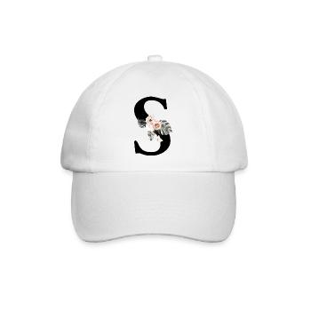 Tropical Floral Letter S - Baseball Cap - white/white - Front