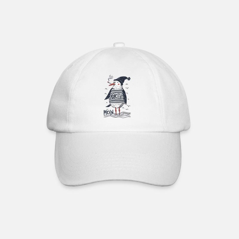 Moin Möwe Matrose Kapitän Seemann Nordsee Ostsee - Baseballkappe - Weiß/Weiß