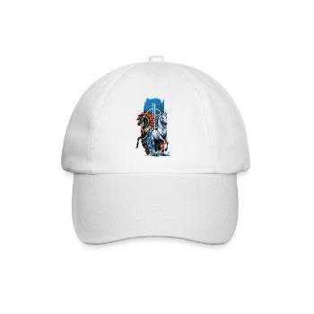 Ethereal Harmony: Majestic Water and Fire Horse - Baseball Cap - white/white - Front