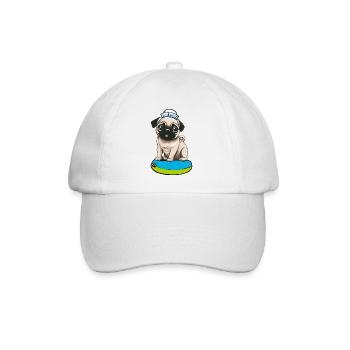 Mops Hund Hunde Seemann Matrose Moin Kinder Kind - Baseballkappe - Weiß/Weiß - Vorne