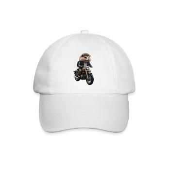Biker hedgehog - Baseball Cap - white/white - Front